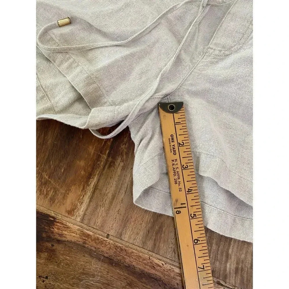 Michael Michael Kors Tan Linen Tie Waist Paperbag Shorts Size 4 - Picture 3 of 4